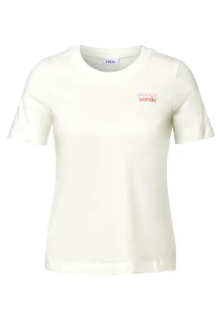Cecil - T-Shirt mit Wording-Detail weiß - Gr. - M