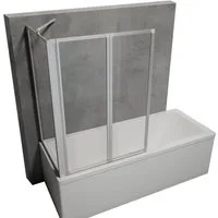 Schulte Badewannenfaltwand Smart 89 x 121 cm ESG, Glas, 2-teilig mit Festelement Klebe-Montage