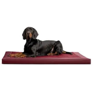 Tierlando CARLOS Velours-Kunstleder Hundematratze dunkelrot 1,5 m, 6 cm, 1 m