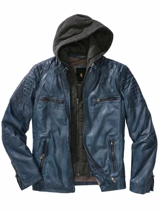 Mey & Edlich Herren Lederjacke Figo Blau Lammleder