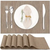 TUWENA Platzset Tischsets Abwaschbar 6er Set, Rutschfest Hitzebeständig Platzdeckchen, Vinyl Platzdeckchen für Küche Speisetisch Hotel, Platzmatten 30x43.5cm