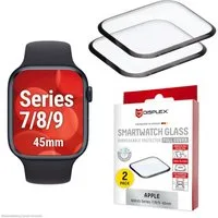 Displex Displayschutzglas Smartwatch Glass Unbreakable Protector Full Cover für Apple Watch Series 7 45 mm, Apple Watch Series 8 45 mm, Apple Watch Series 9 45 mm, Packung, Displayschutzfolie, Schutzfolie, Bildschirmschutz, kratz- & stoßfest