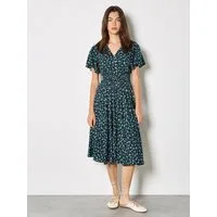 Apricot Midikleid Midi-Kleid mit zierlichem Blumenmuster