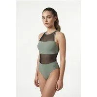 Arena Badeanzug arena Feel Damen Mesh Panels Vent Back Badeanzug Mit transparenten Einsätzen