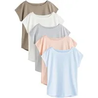 Next T-Shirt 5er-Pack T-Shirts mit Flügelärmeln, Kurzgröße (5-tlg)