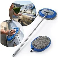 shop'n smile ideoon Wischmopp Wischmopp mit 160cm Teleskopstange & 2 Chenille Mikrofaser Aufsätzen, für PKW, LKW, Wohnmobil & Wohnwagen