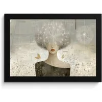 MuchoWow Poster Fluff - Frau - Beige, (1 St), Wandbilder, Deko Wohnzimmer Schlafzimmer, 30x20 cm