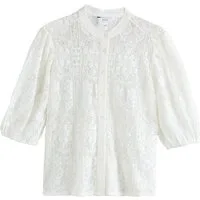 Next Spitzenbluse Kurzärmelige Bluse mit Spitzendetails (1-tlg)