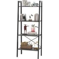 KOMFOTTEU Bücherregal Leiterregal, mit 4 Ebenen, 56 x 34 x 138 cm