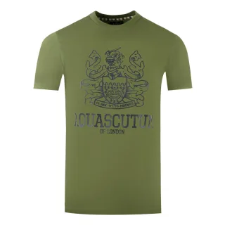 Aquascutum Large Bold London Aldis Marke Logo Armee Grün T-Shirt