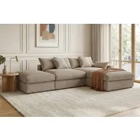 OTTO home Ecksofa Cosy Lounge L-Form, Breite 333 cm, Mega-Sofa mit Cordstoff bezogen, mit Federkern & 4 Zierkissen