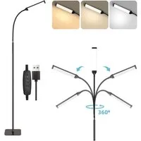 Sunicol LED Stehlampe LED Modern Stehleuchte Leselampe,360°drehbar,Höhe Einstellbar, Dimmbar, 3 Lichtfarben, 3000K Warmweiß, 4500K Naturweiß, 6500K Kaltweiß, für Reading Gesichtsbehandlung Spa Salon Makeup