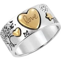 Taffstyle Fingerring Damen Ring Edelstahl Herz Lebensbaum Pferd Statementring Silber Gold (Breiter Edelstahlring mit Herz, Lebensbaum und Pferdemotiv – symbolischer Schmuck als Geschenk für starke Frauen), Perfektes Geschenk für Damen