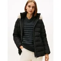 Tommy Hilfiger Steppjacke MW DOWN SLIM JACKET WITH FUR mit Fellimitat