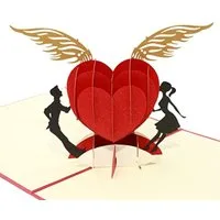 Montegoni Grußkarte 3D Pop-Up Rotes Herz Grußkarte, Liebe, Valentinstag & Geschenk-Karte für besondere Anlässe – 15x15cm