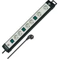 Premium-Line Steckdosenleiste 6-fach, 3x 2fach schaltbar schwarz/hellgrau, 3 Meter Kabel, mit 3 Sicherheitsschaltern