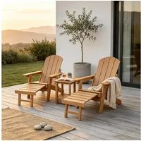 NJLyuhome Gartenstuhl Allwetter-Adirondack-Stuhl mit integrierter Fußstütze & Getränkehalter (1 St), Wetterfester Adirondack-Stuhl für Terrasse, Balkon & Garten