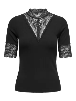 ONLY - ONLTILDE HIGHNECK S/S TOP JRS NOOS Black - Gr. - M