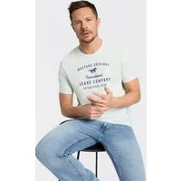MUSTANG Rundhalsshirt Alex Logoprint uni normale Passform, Kurzarm-Design