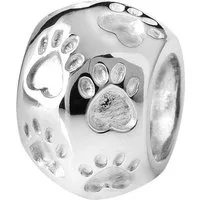Materia Bead Silberperle Kugel Pfoten Tierpfoten Haustier 93, 925 Sterling Silber, rhodiniert