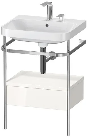 Duravit Happy D.2 Plus c-shaped Set mit Metallkonsole und Schubkasten Weiß Hochglanz 575x490x850 mm  HP4840E2222