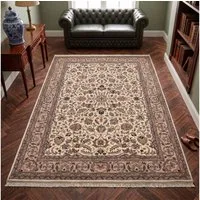 THEKO Orientteppich Benares Isfahan, handgeknüpft, rechteckig, Höhe: 12 mm, reine Wolle, mit Fransen, Wohnzimmer