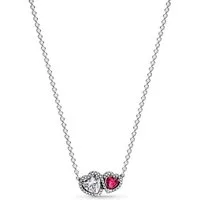 Pandora Herzkette 393632C01-45, für Damen-Collier Silber Halo Herzen