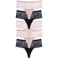Dorina High-Waist-String Nina breiter Bund, leicht transparent, mit Spitze, weich, mit Schleife, eng