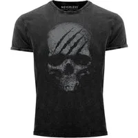 Neverless Print-Shirt Herren Vintage Shirt Totenkopf Skull Totenschädel Skelett Print mit Print