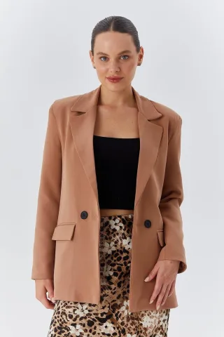 Langer Blazer aus Kunstleder