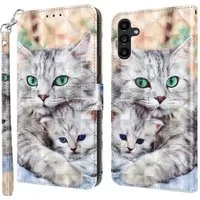 CLM-Tech Handytasche für Samsung Galaxy A16 / A17 5G Hülle aus PU Leder Klapphülle (Katze und Kätzchen, Handyhülle mit Standfunktion - Wallet Flip Case inklusive Kartenfächer), Cover mit Magnetverschluss