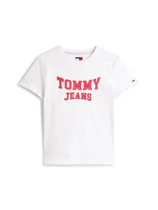 Tommy Jeans - Varsity T-Shirt mit Rundhalsausschnitt weiß - Gr. - S