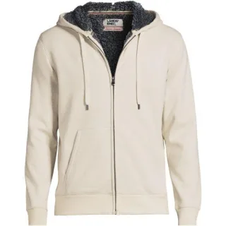 Sweat-Kapuzenjacke mit Teddyfleece-Innenseite, Herren,  Weiß, Elasthan/Baumwoll-Mischung, by Lands' End