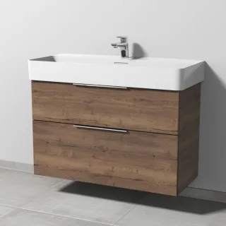 Sanipa 3way Waschtischunterbau zu Laufen VAL Waschtisch mit 2 Auszügen, Eiche-Tabak UM82450