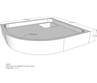 Neuesbad Wannenträger für Kaldewei Arrondo 100x100x6,5 Viertelkreis SD21893