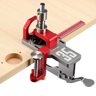 RUITOOL 35mm Cabinet Door Mounting Jig with Secure Clamp Dust Port Adjustable Depth Cabinet Hole Hinge Jig Hardware for