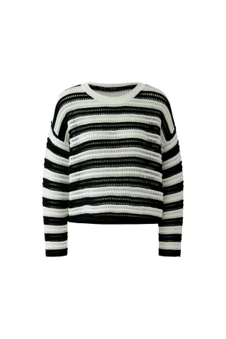Oui - Pullover white black - Gr. - 36