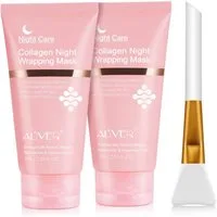 ALIVER Gesichtsmaske Collagen Maske Nachtmaske Gesichtsmaske Night Wrapping Mask mit Pinsel, 2-tlg., Spendet Feuchtigkeit, Anti Aging, Aliver, Nachtmaske
