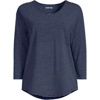 Fließendes Shirt mit Ballettausschnitt, Damen,  Weiß, Elasthan/Baumwoll-Mischung, by Lands' End