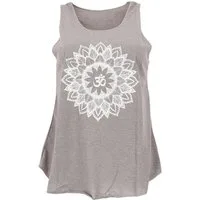 Guru-Shop T-Shirt Tanktop mit Ethnodruck, Mandala Yogatop - grau Festival, Ethno Style, Hippie, alternative Bekleidung