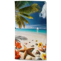 good morning Strandtuch Strandtuch 100x180 cm Frottee Havana tropischer Strand mit Seestern u, Frottee (Spar Set, 1-St), 1 x Strandtuch Good Morning 100x180 cm bunt