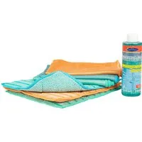 AQUA CLEAN Geschirrtuch Mikrofaser Fenstertuch Ultra Plus Kristall 6tlg. + Zauberglanz 200ml