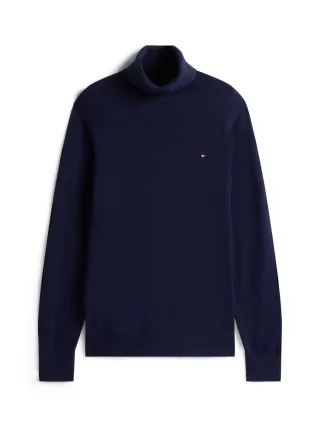 Tommy Hilfiger - Rollkragenpullover aus Baumwoll-Kaschmirmix blau - Gr. - XXL