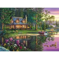 Rötting Design Malen nach Zahlen Diamond Painting Set 5D DIY Motiv romantisches Landhaus am See (Komplett-Set, 1-St), Diamond Painting Vollbild, Vollständiges Zubehörpaket