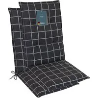 LILENO HOME Hochlehnerauflage Gartenstuhl Auflage, bequeme Sitzauflage für Gartenmöbel, Stuhlkissen, (2 St., 2er Set), Polsterauflage Yacht-Karo Anthrazit, Sitzpolster für Klappstühle