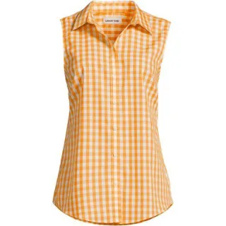 Bügelleichte ärmellose Hemdbluse für Damen, Damen, size: regular, Orange, Baumwolle, by Lands' End