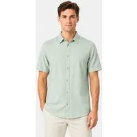 Eight2Nine Kurzarmhemd Modernes Design Kentkragen Regular Fit Look Knopfleiste für Herren Lyocell nachhaltig Normal Fit Knopfleiste Einfarbig Kent