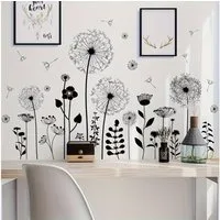 Montegoni Wandsticker Dandelion Wandtattoo – Selbstklebende Löwenzahnblumen für Wände (Einzelset, 1 Wandtattoo-Bogen), Selbstklebend, rückstandslos abziehbar, einfach anzubringen, modern