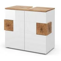 Vicco Waschbeckenunterschrank Eden, Weiß Hochglanz/Artisan-Eiche, 73.1 x 64 cm (1-St)