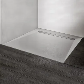 HSK Duschbodenelement mit Renodeco-Oberfläche und integrierter Ablaufrinne, 90 x 90 x 4,5 cm, Feinst 5195090-601